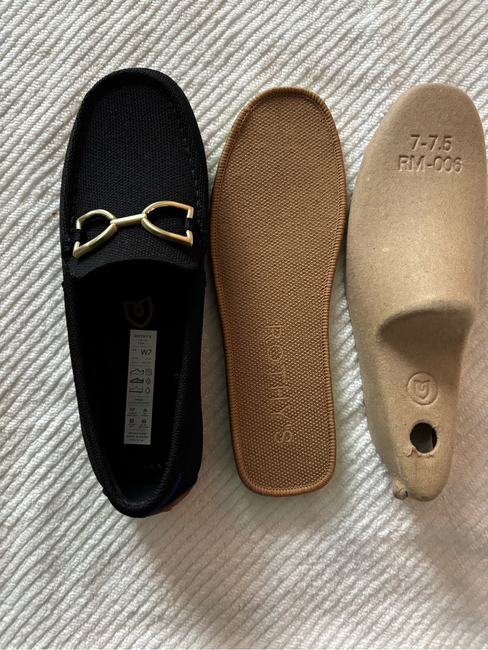 Rothy's Black Loafers with Gold - Picture 4 of 5